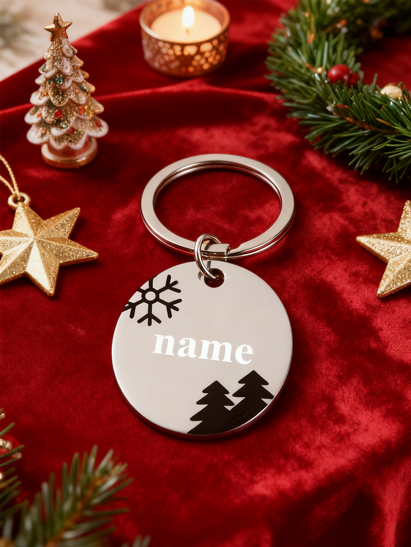 Custom Stainless Steel Christmas Keychain